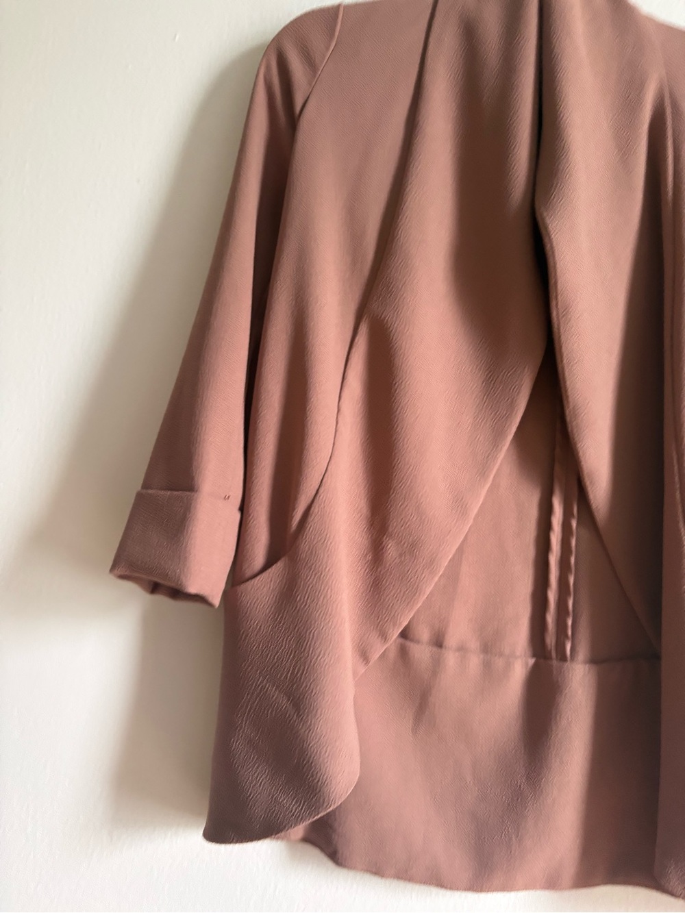 Aritzia Wilfred Sz 2 Chevalier Tan Brown Open Front Flowy Relaxed Blazer - Picture 4 of 10